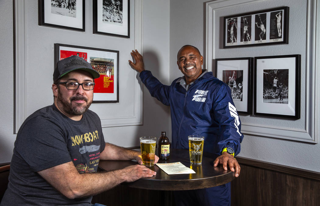 Co-owner Bryant Jane of the new bar The Hardway 8 with Robert Smith, former UNLV basketball sta ...