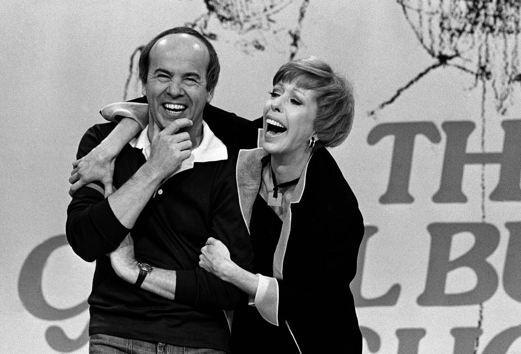 FILE - In this March 19, 1978 file photo, Carol Burnett, right, laughs with Tim Conway during t ...