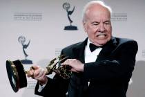 Actor Tim Conway poses Sept. 13, 2008, with his award for Outstanding Guest Actor in a Comedy S ...