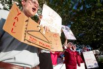 Dana Sweeney chants during a rally against HB314, the near-total ban on abortion bill, outside ...