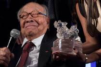 Chinese American architect I.M. Pei smiles as he accepts the Lifetime Achievement award during ...