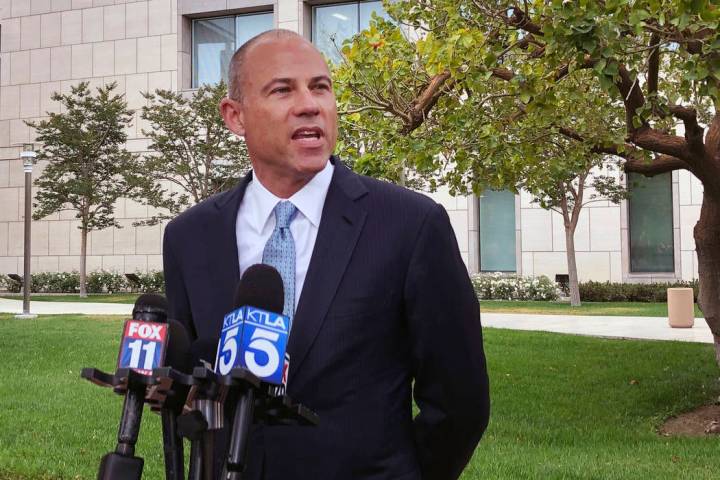 Attorney Michael Avenatti talks to the media outside of federal court in Santa Ana, Calif. on W ...