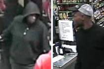 Police are looking for these men suspected in an armed robbery Saturday, May 11, 2019, of a bus ...
