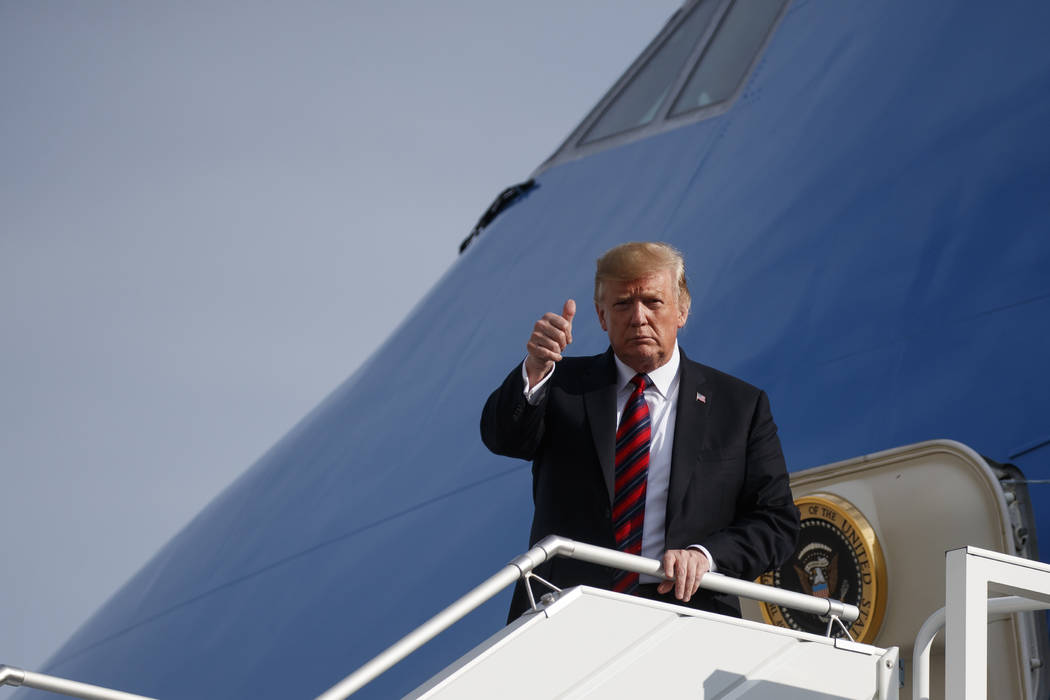 President Donald Trump arrives at John F. Kennedy Airport Thursday, May 16, 2019, in New York. ...