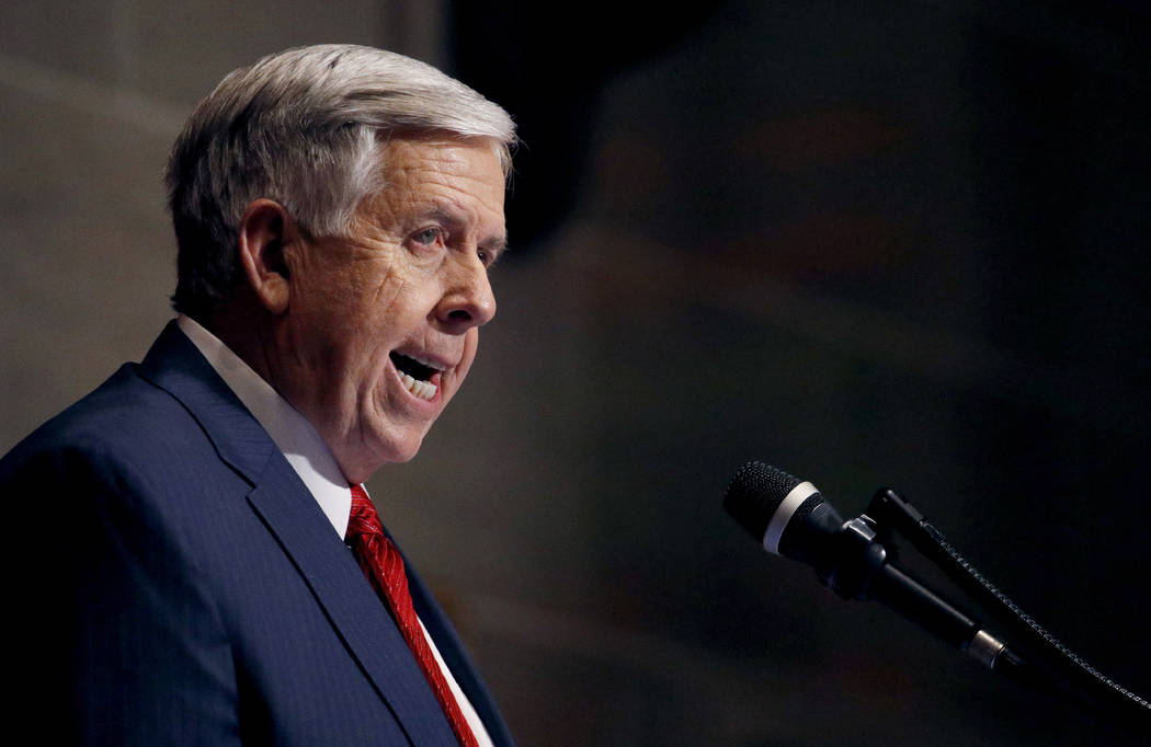 Missouri Gov. Mike Parson delivers his State of the State address Jan. 16, 2019, in Jefferson C ...