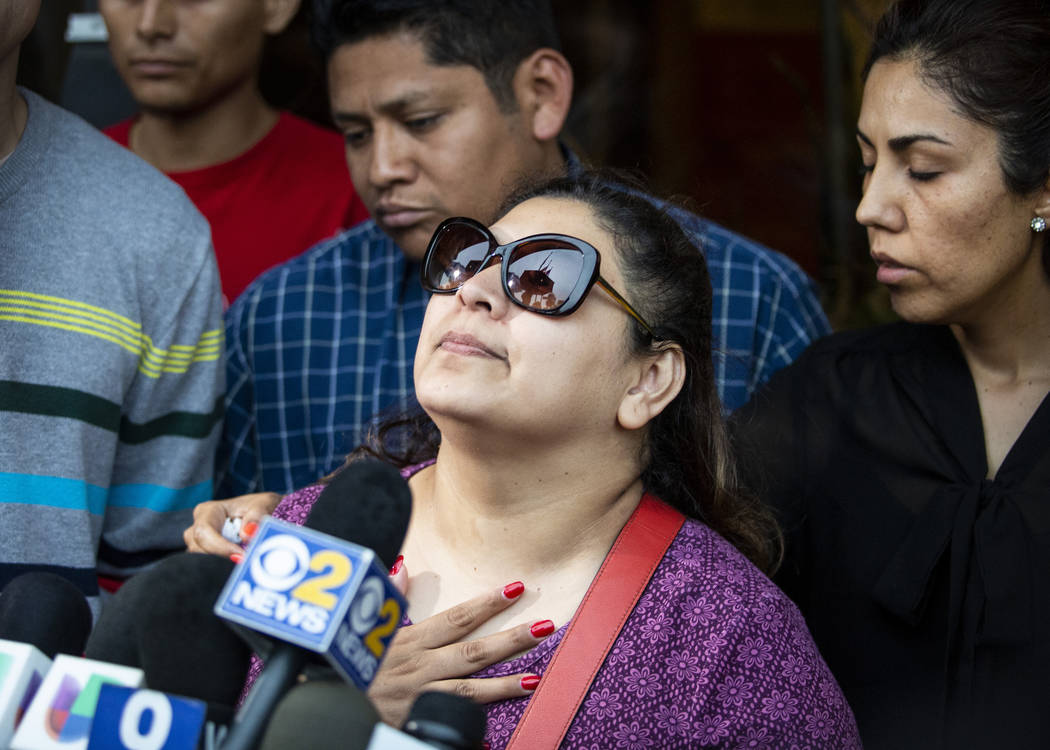 Surrounded by family members and supporters, Marlen Ochoa-Lopez's mother, Raquel Uriostegui, ta ...