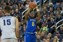 South Dakota State guard David Jenkins shoots against Nevada in the second half of an NCAA coll ...