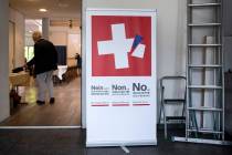 Meeting rooms and a poster of the committee against the EU gun laws and policies, prior to the ...