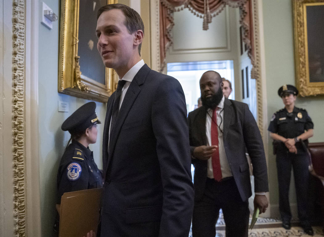 President Donald Trump's senior adviser, and son-in-law, Jared Kushner, departs the Capitol aft ...