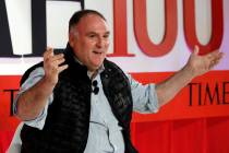 Chef Jose Andres speaks during the TIME 100 Summit in New York, Tuesday, April 23, 2019. (AP Ph ...