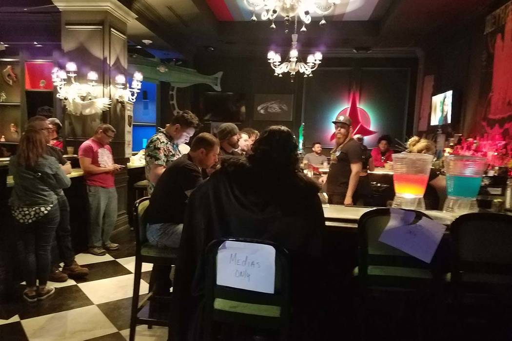 People watch "Game of Thrones" during a watch party at Millennium Fandom Bar in Las Vegas, Sund ...