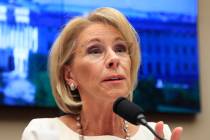FILE - In this April 10, 2019, file photo, Education Secretary Betsy DeVos testifies on Capitol ...