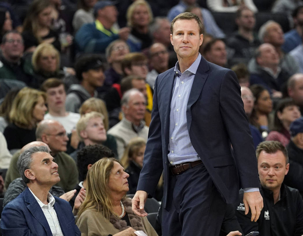 In this Friday, Nov. 16, 2018 file photo, Chicago Bulls head coach Fred Hoiberg watches during ...