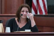 Amber Jones cries from the witness stand while being questioned by 11th Circuit deputy Solicito ...