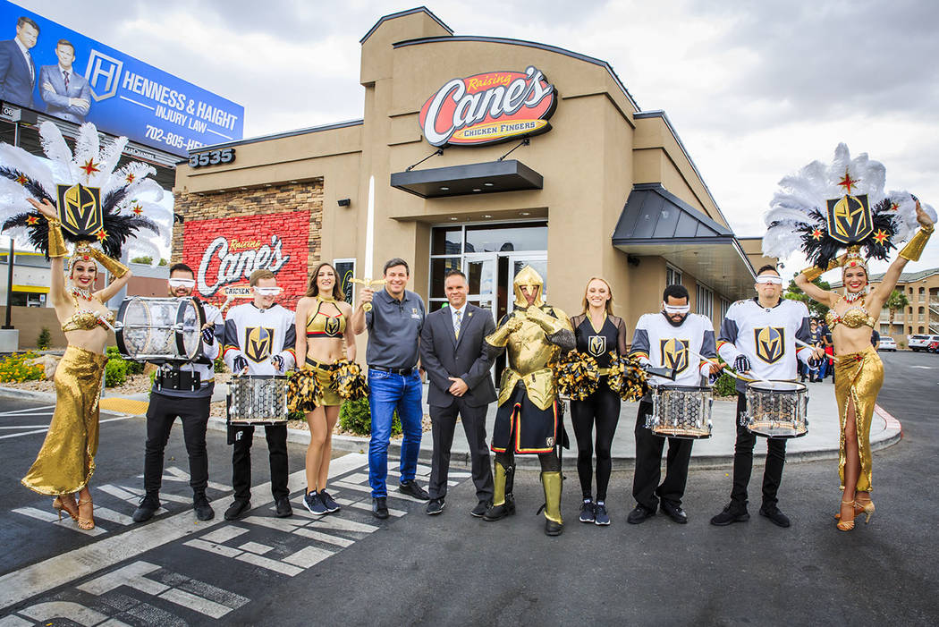 Raising Cane's founder Todd Graves Golden Knights Chief Marketing Officer Brian Killingsworth a ...