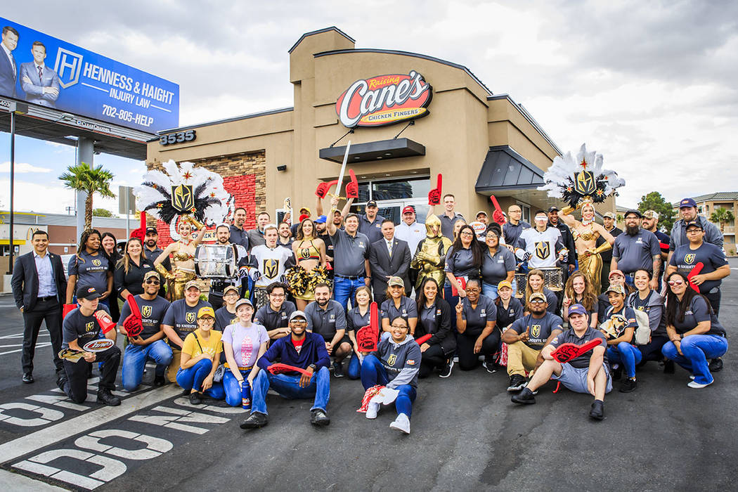 Raising Cane's founder Todd Graves Golden Knights Chief Marketing Officer Brian Killingsworth a ...