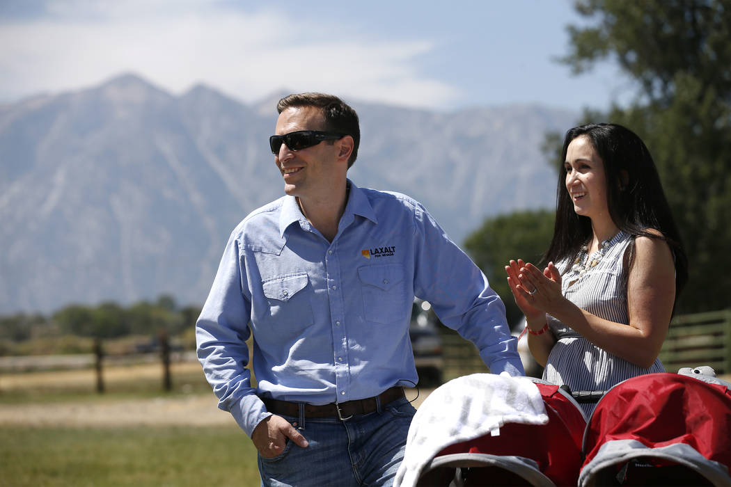 Nevada Attorney General Adam Laxalt and his wife Jaime listen to speakers at the 4th annual Bas ...