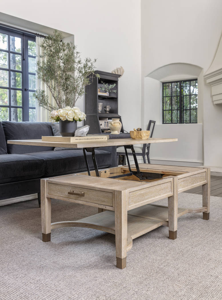 Gramercy lift-top storage coffee table from Nate + Jeremiah balances form and function. The fix ...