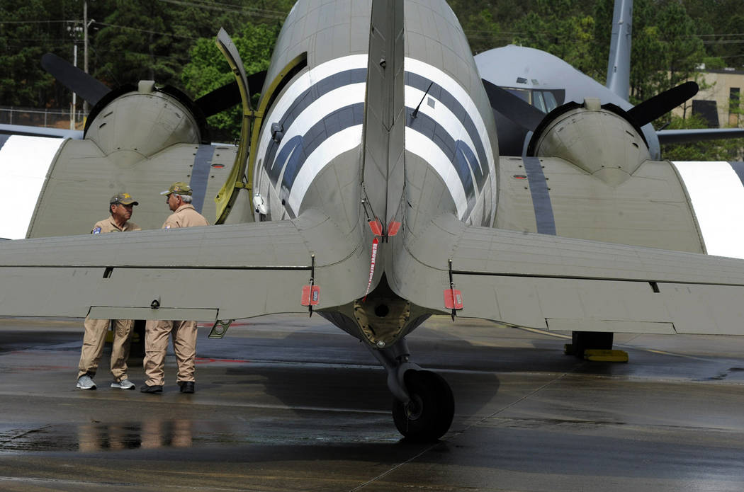In this April 9, 2019, photo, crew members of the World War II troop carrier That's All, Brothe ...