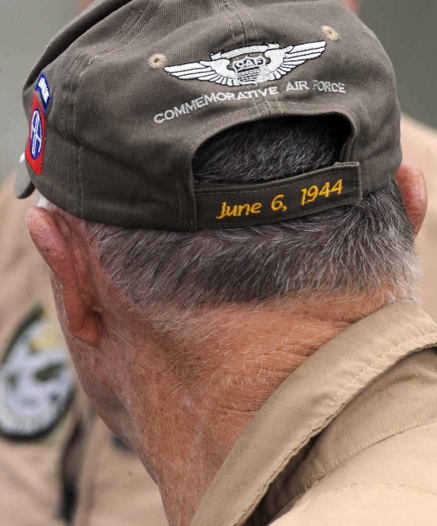 This April 9, 2019, photo, shows the hat of a crew member of the World War II troop carrier Tha ...
