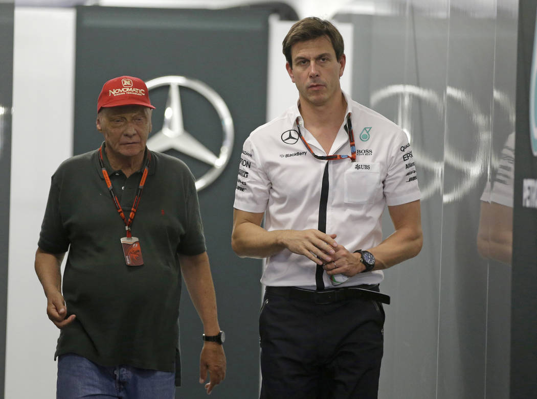 FILE - In this Saturday, Sept. 19, 2015 file photo Head of Mercedes-benz Motorsports Toto Wolff ...