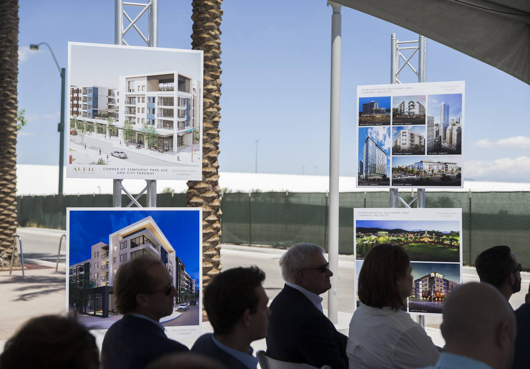 Specs for Auric, the first residential development at Symphony Park in downtown Las Vegas, hang ...