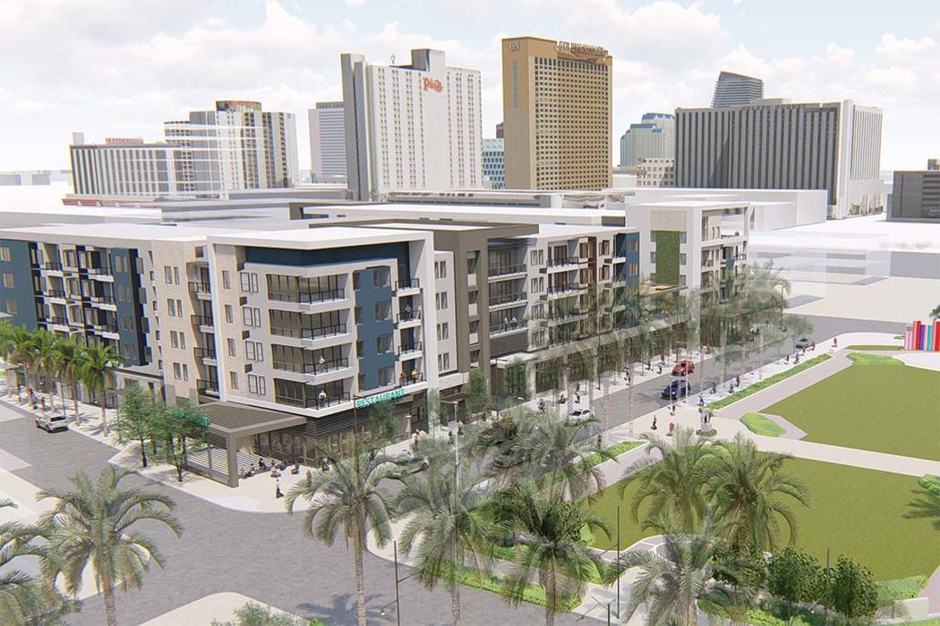 Rendering of Auric Symphony Park to be built in Symphony Park in downtown Las Vegas (Southern ...