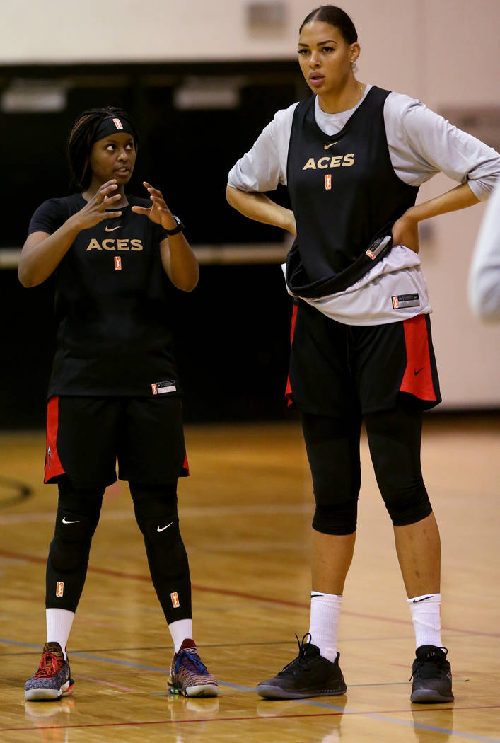 Liz Cambage practices for first time with Aces | Las Vegas ...