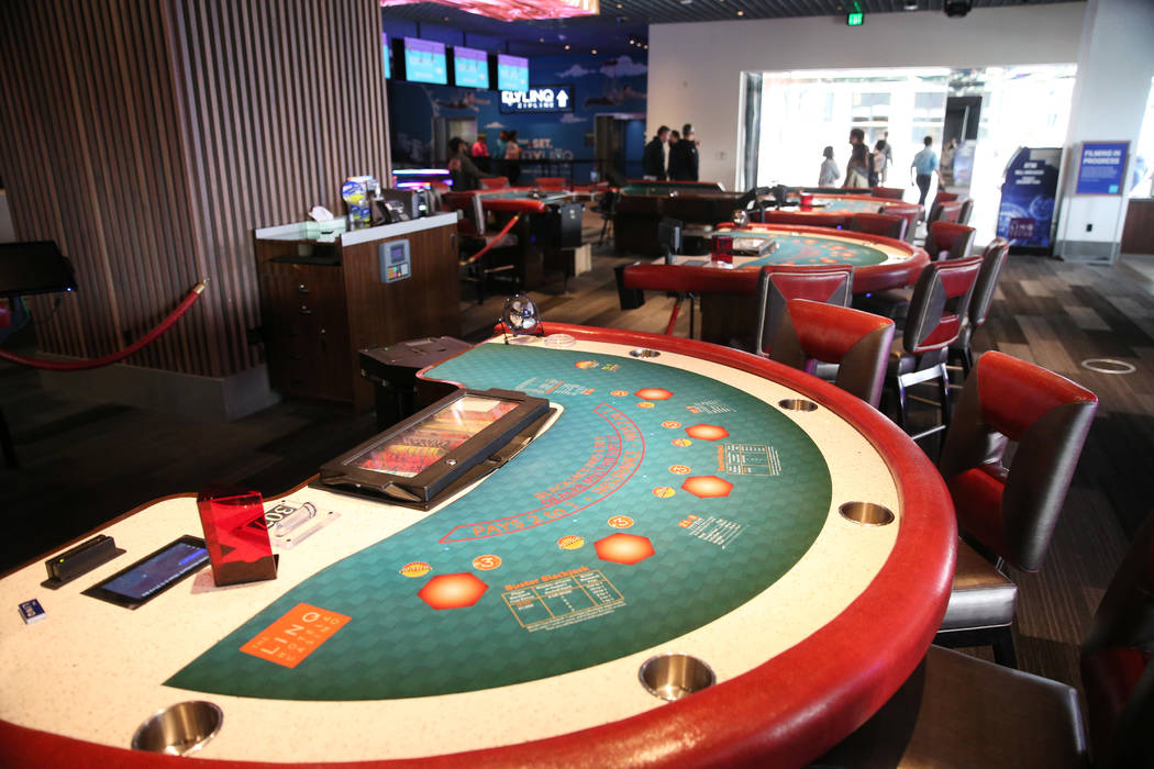 Gaming tables inside Rematch Bar at The Linq Hotel in Las Vegas, Wednesday, May 22, 2019. (Erik ...