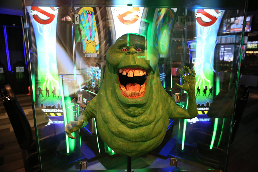 The ghost from Ghostbusters decorates the gaming floor at The Linq Hotel in Las Vegas, Wednesda ...