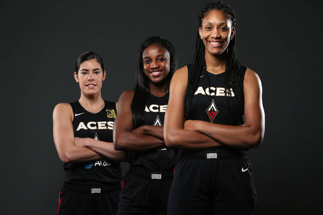 WNBA- Las Vegas Aces Kelsey Plum #10 A'ja Wilson  Essential T
