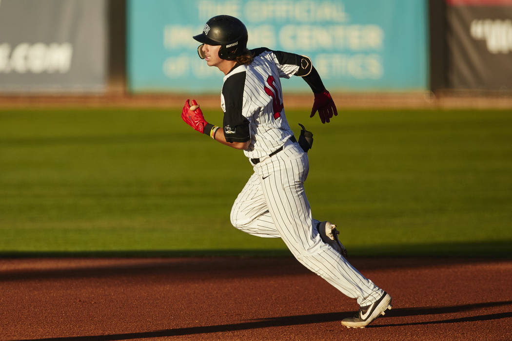 UNLV shortstop Bryson Stott runs the bases in a 7-3 loss to San Jose State on April 12 at Wilso ...