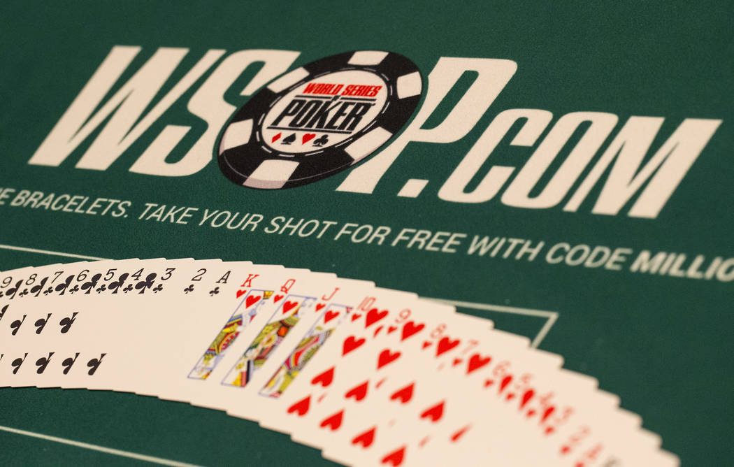 A deck of cards on a table on day one of the main event during the World Series of Poker tourna ...