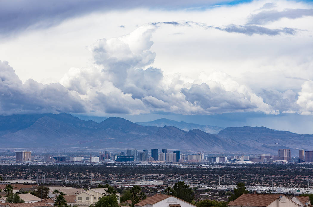 A view from Henderson of the Strip with cloud cover, Wednesday, May 22, 2019. There are chances ...
