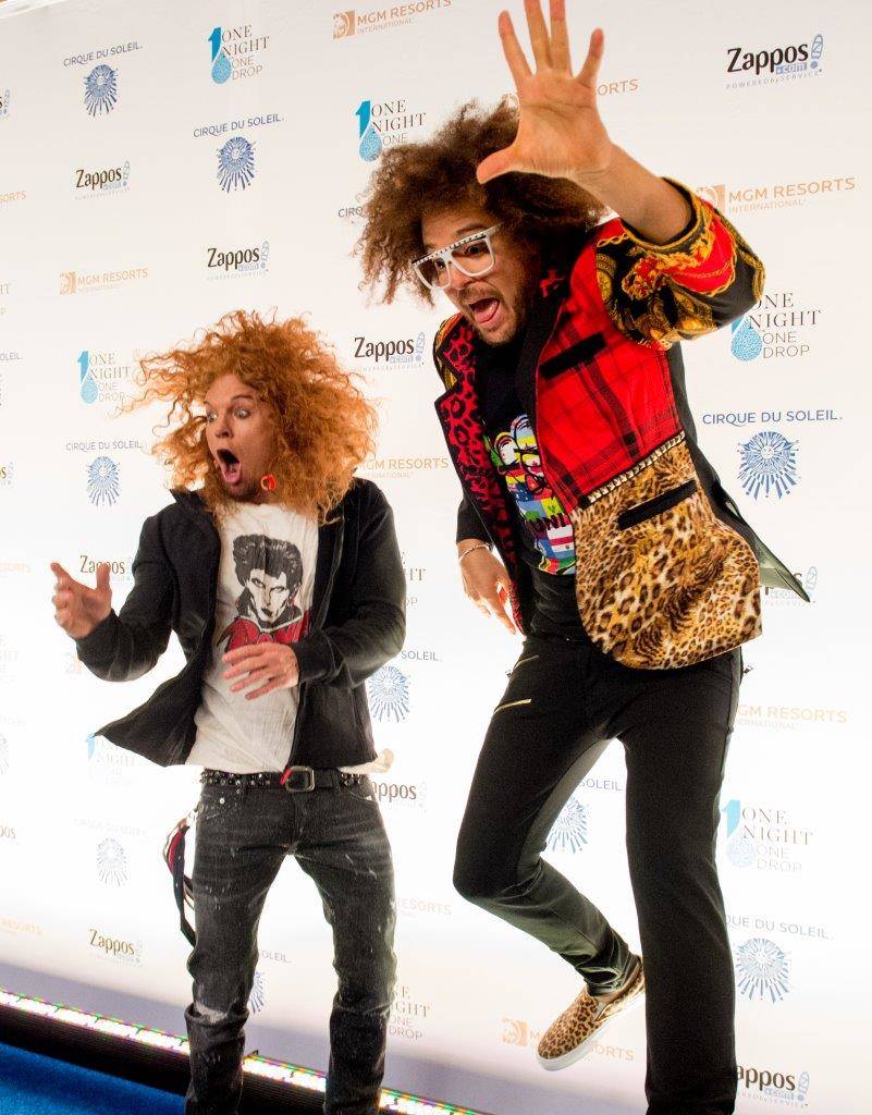 Carrot Top and Redfoo arrives on the blue carpet for the fifth-annual "One Night for One Drop" ...