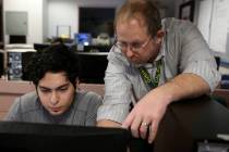 Advanced Technologies Academy teacher Richard Knoeppel, the Nevada Teacher of the Year, works w ...