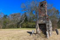 FILE - In this Tuesday, Jan. 29, 2019, file photo, a chimney, the last remaining original struc ...