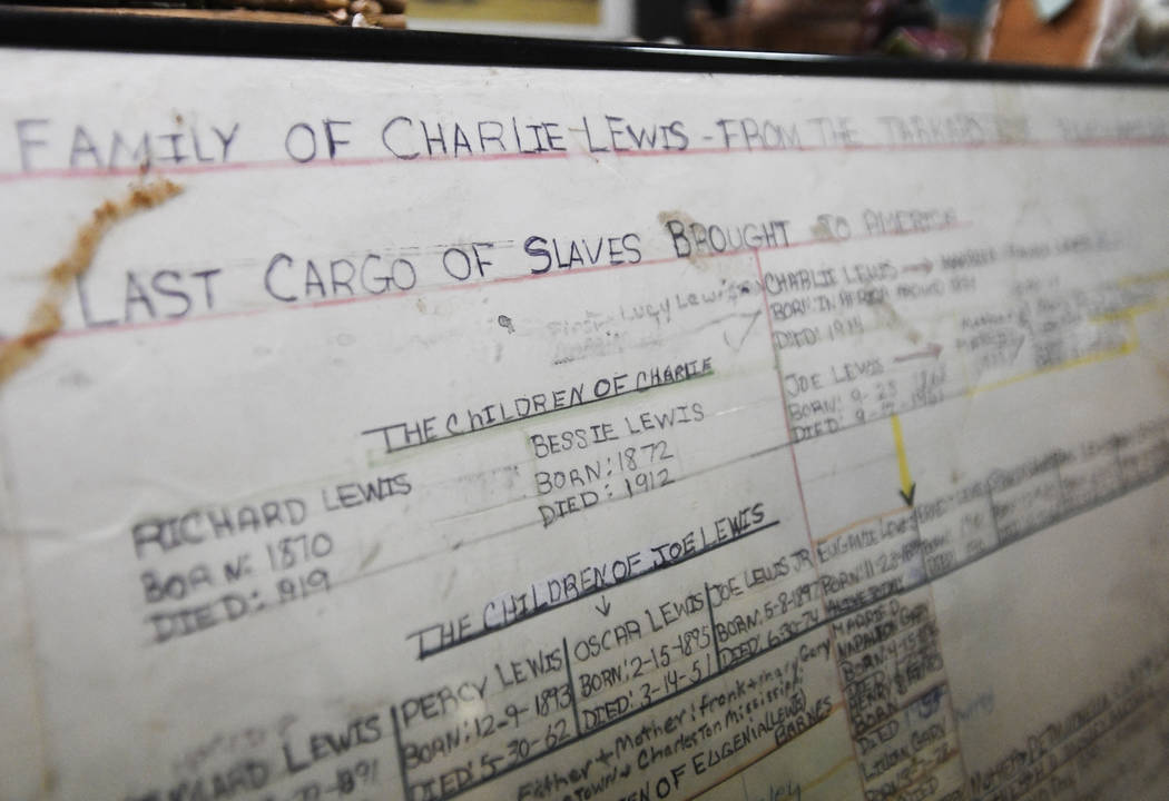 FILE - This Tuesday, Jan. 29, 2019, file photo, shows the family tree of Lorna Gail Woods, a di ...