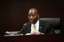 Member Terry Johnson of the state Gaming Control Board speaks during a board meeting at the Gra ...