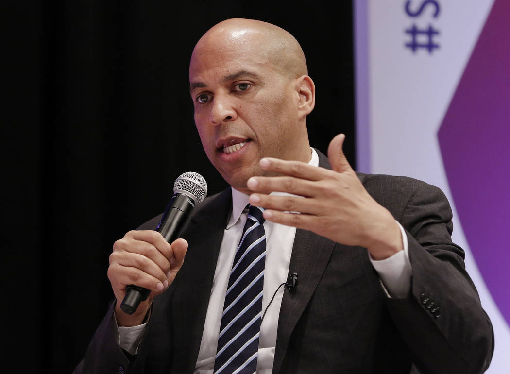 In a April 24, 2019 file photo, Democratic presidential candidate Sen. Cory Booker, D-N.J., ans ...