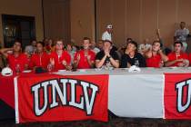 The UNLV men's golf team celebrates its invitation into the NCAA regionals on May 1. (Photo cou ...