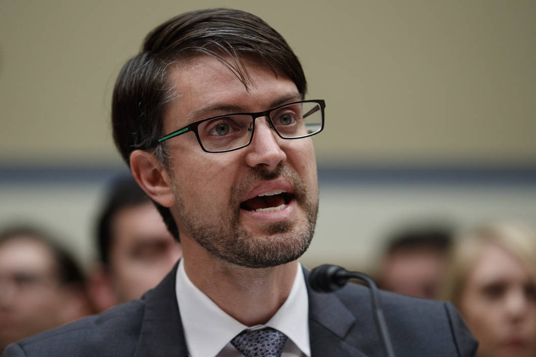 Facebook head of cybersecurity policy Nathaniel Gleicher testifies on Capitol Hill in Washingto ...