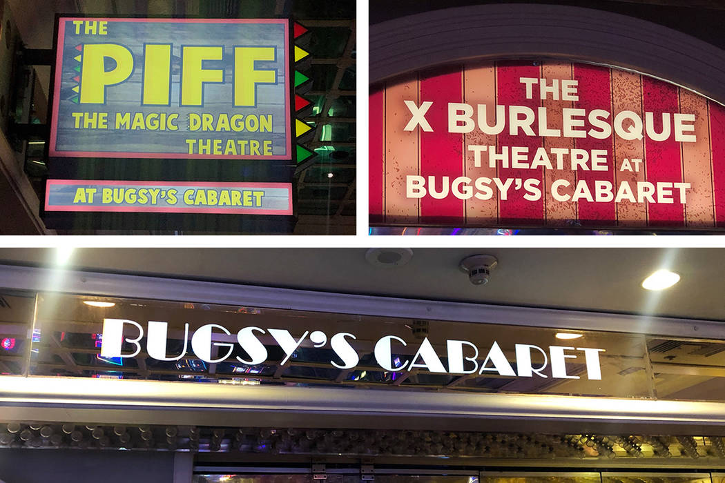 The many names of Bugsy's Cabaret at Flamingo Las Vegas. (John Katsilometes/Las Vegas Review-Jo ...
