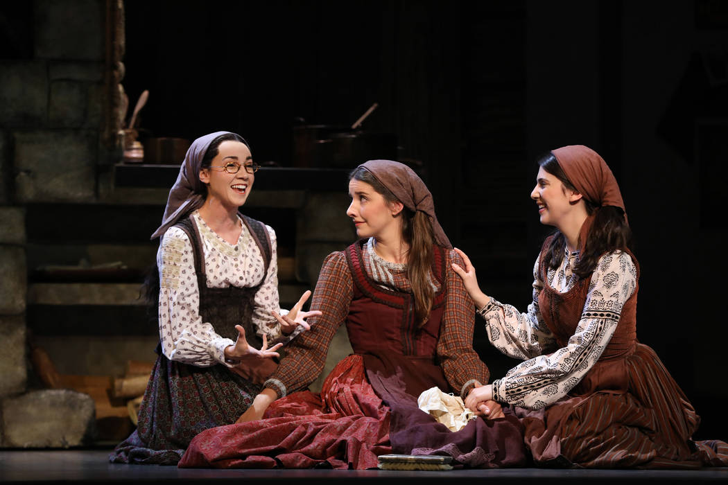 Natalie Anne Powers, Mel Weyn and Ruthy Froch in portray Tevye's daughters in "Fiddler on the R ...