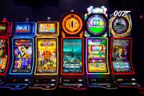 A variety of the J43 slot cabinets at the Scientific Games showroom in Las Vegas on Wednesday, ...