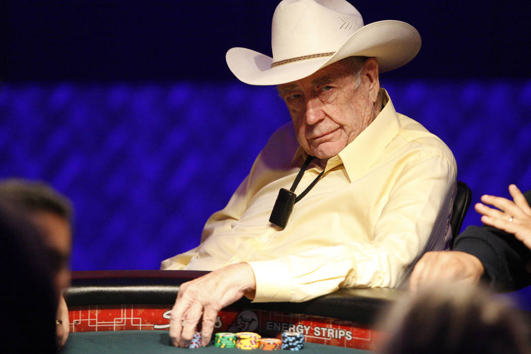 Poker legend Doyle Brunson competes in the World Series of Poker Main Event at the Rio, Thursda ...