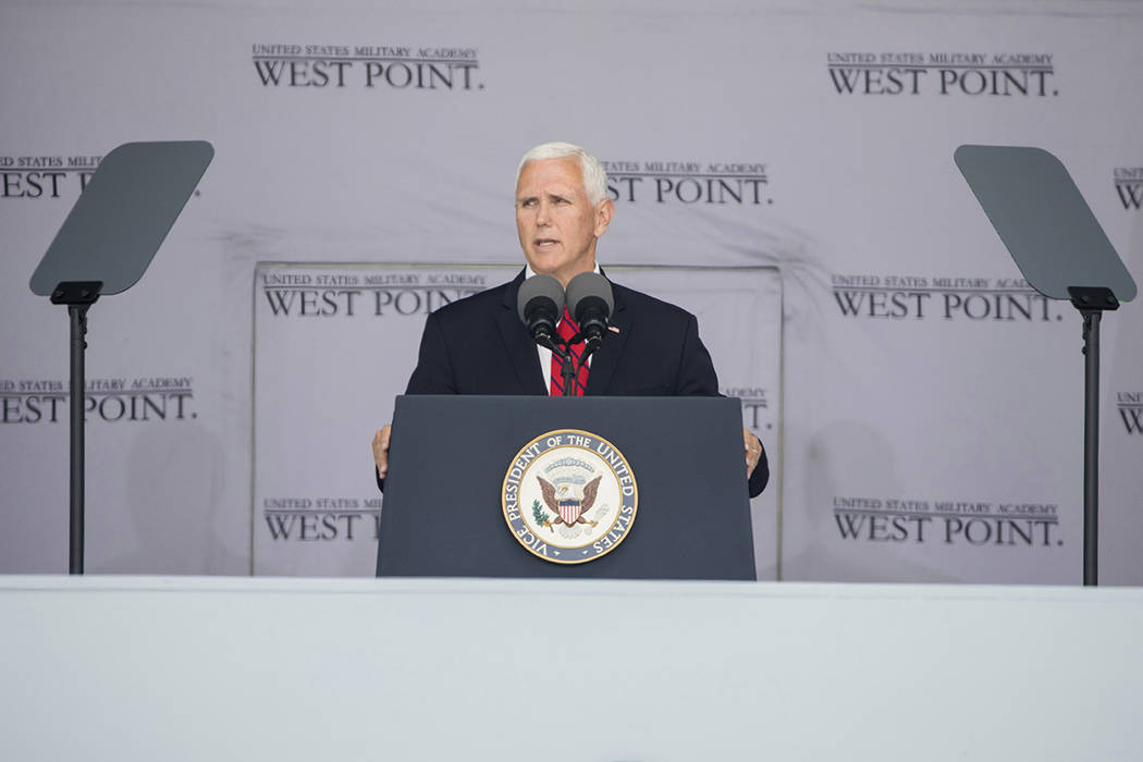 Vice President Mike Pence speaks during graduation ceremonies at the United States Military Aca ...