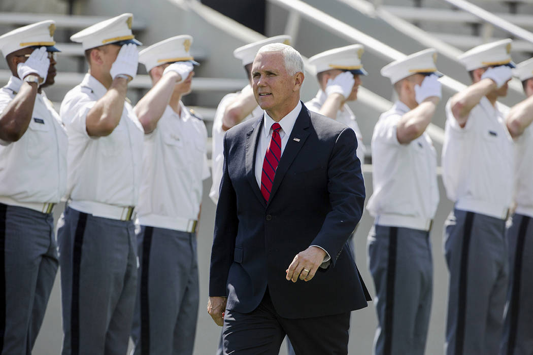 Vice President Mike Pence walks into Michie Stadium during graduation ceremonies at the United ...