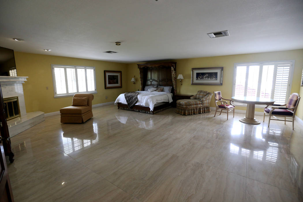 The master bedroom at the former house of Jerry Lewis in Las Vegas, Wednesday, May 15, 2019. (R ...