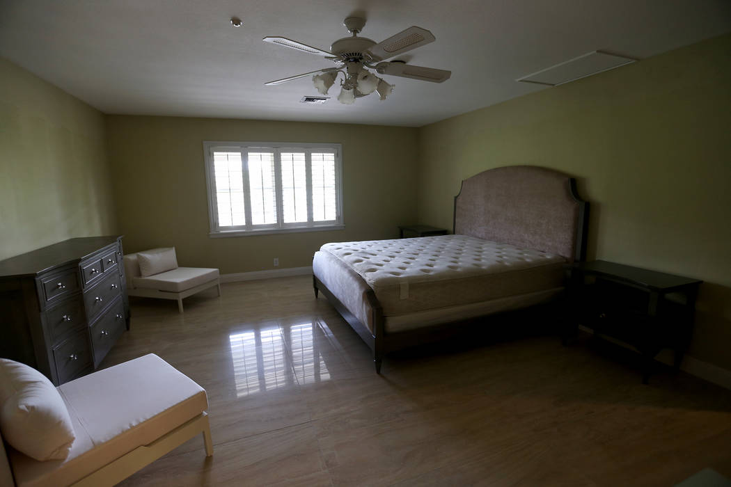 A bedroom at the former house of Jerry Lewis in Las Vegas, Wednesday, May 15, 2019. (Rachel Ast ...